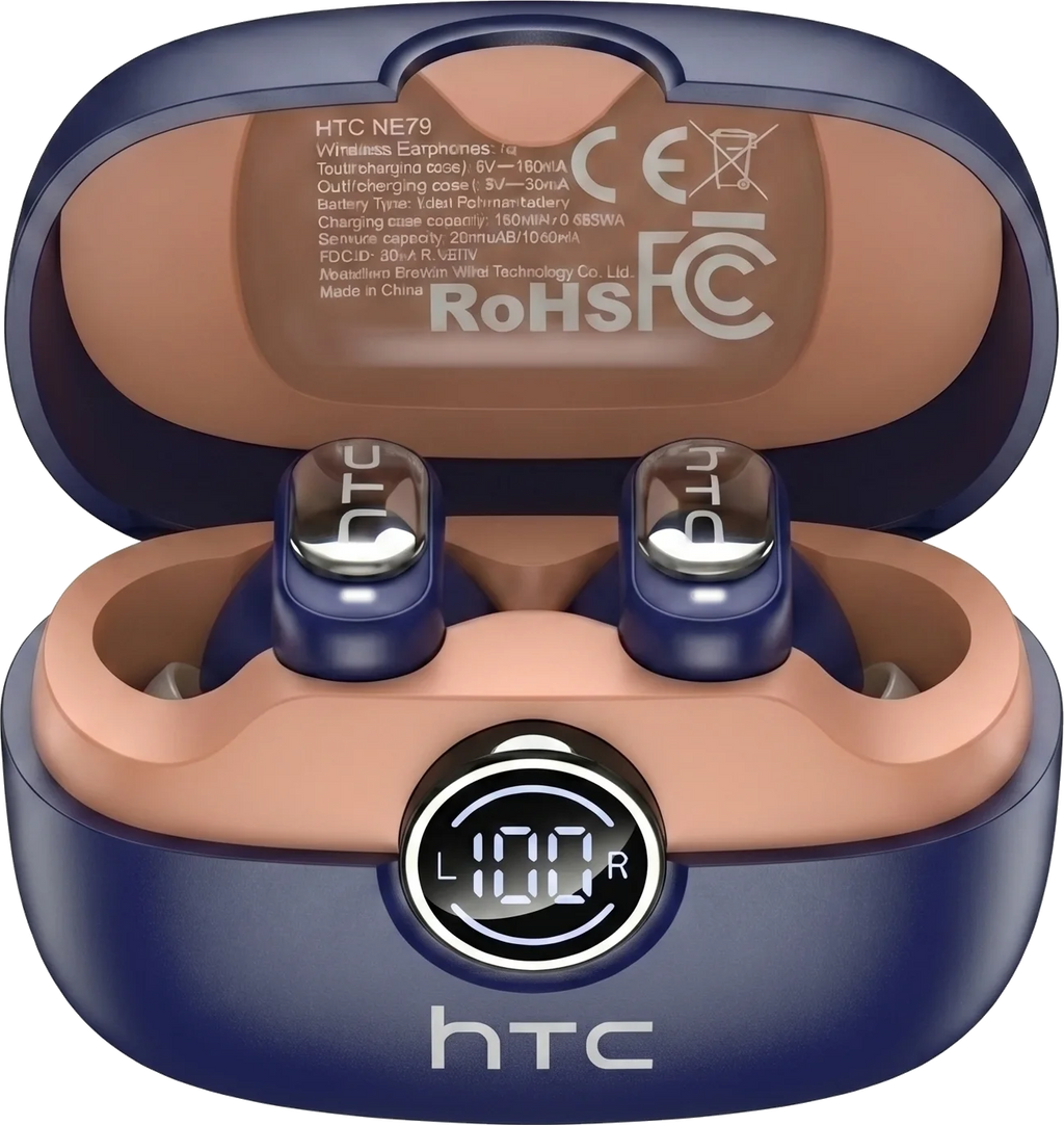Auriculares traductores LinguaPods azul y naranja