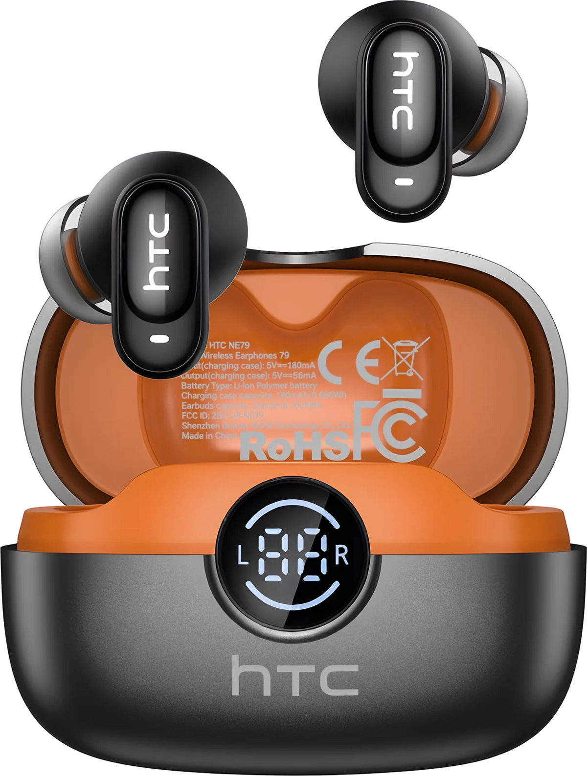 Auriculares traductores LinguaPods negro y naranja